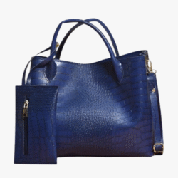 FAUX KROK BLUE SATCHEL BAG