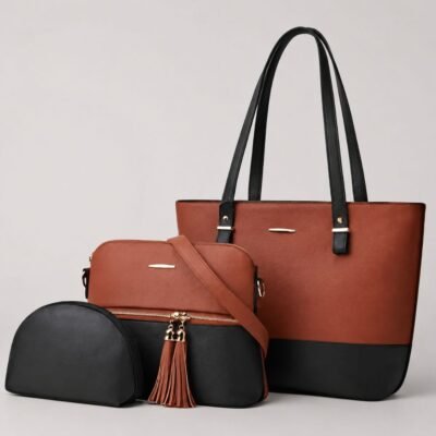 CARLA BROWN/BLACK 3 PCS SHOULDER BAG
