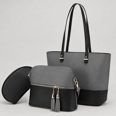 CARLA GREY/BLACK 3 PCS SHOULDER BAG