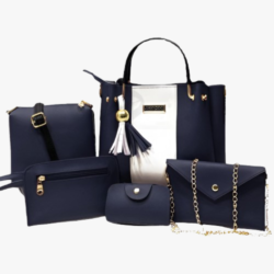 WOMEN FASHION BLUE 5 PIECE HAND BAG