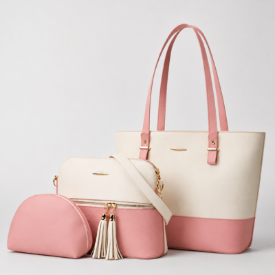 CARLA WHITE/PINK 3 PCS SHOULDER BAG