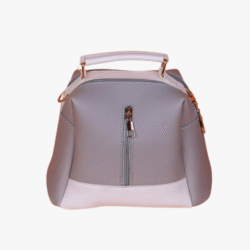 GREY LUXE LEATHER 4-ZIP BUCKET BAG