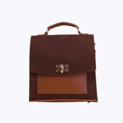 BROWN FRONT LOCK HANDBAG