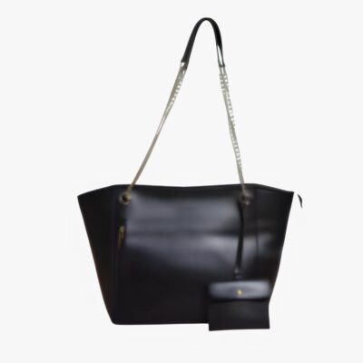 BLACK TWO TONE MINI POUCH TOTE