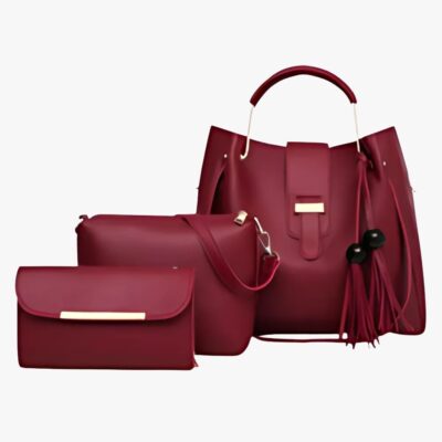 ALPHA MAROON 3 PCS HAND BAG