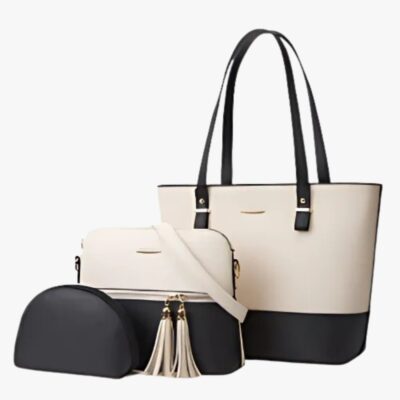 CARLA WHITE/BLACK 3 PCS SHOULDER BAG