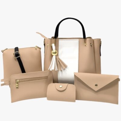 WOMEN FASHION BEIGE 5 PCS HAND BAG