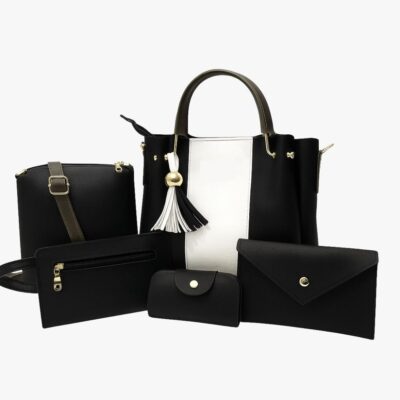 WOMEN FASHION BLACK 5 PCS HAND BAG