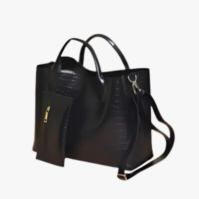 FAUX KROK BLACK SATCHEL BAG