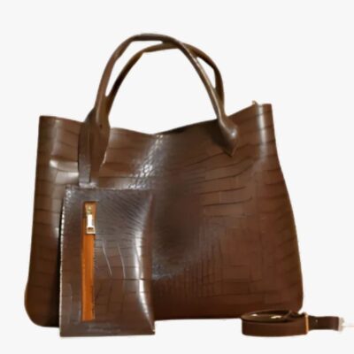 FAUX KROK BROWN SATCHEL BAG
