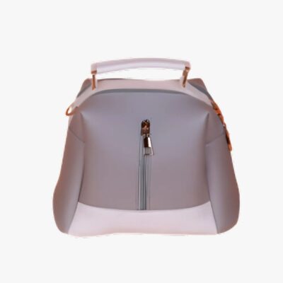 GREY LUXE LEATHER 4-ZIP BUCKET BAG