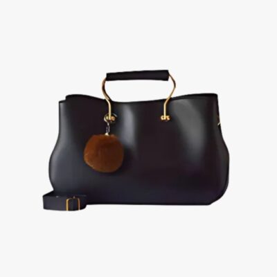 BLACK SATCHEL LEATHER HANDBAG