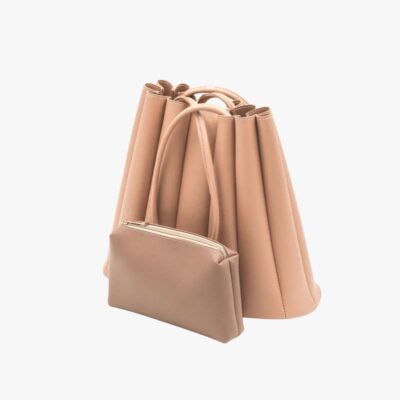 PLEATED TOTE BISCUIT