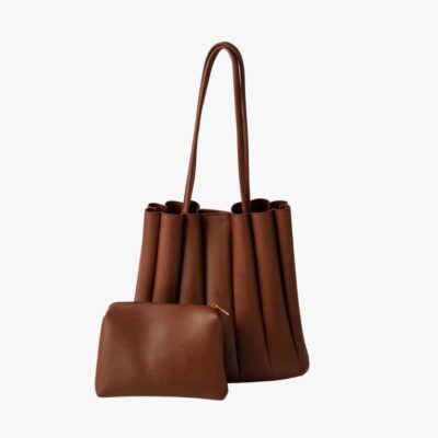 PLEATED TOTE BROWN