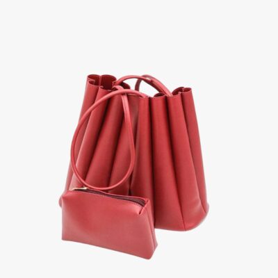 PLEATED TOTE MAROON